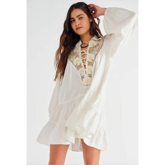 Free People Chain Of Daisies Tunic Mini Dress Size M $228